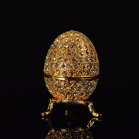 QIFU hot selling metal gold stone easter egg and faberge egg crafts ornaments