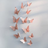 12pcs/set Hollow 3D Butterfly Wall Sticker for Wedding Decoration living room window Home Decor Gold silver Butterflies stickers