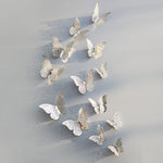 12pcs/set Hollow 3D Butterfly Wall Sticker for Wedding Decoration living room window Home Decor Gold silver Butterflies stickers