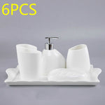 Bathroom Accessories Set Ceramic Soap Dispenser Toothbrush Holder Tumbler Soap Dish Cotton Swab Aromatherapy Household Articles