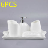 Bathroom Accessories Set Ceramic Soap Dispenser Toothbrush Holder Tumbler Soap Dish Cotton Swab Aromatherapy Household Articles