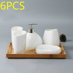 Bathroom Accessories Set Ceramic Soap Dispenser Toothbrush Holder Tumbler Soap Dish Cotton Swab Aromatherapy Household Articles