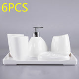 Bathroom Accessories Set Ceramic Soap Dispenser Toothbrush Holder Tumbler Soap Dish Cotton Swab Aromatherapy Household Articles