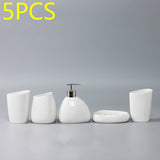 Bathroom Accessories Set Ceramic Soap Dispenser Toothbrush Holder Tumbler Soap Dish Cotton Swab Aromatherapy Household Articles