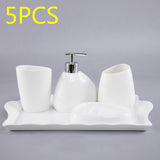 Bathroom Accessories Set Ceramic Soap Dispenser Toothbrush Holder Tumbler Soap Dish Cotton Swab Aromatherapy Household Articles