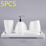 Bathroom Accessories Set Ceramic Soap Dispenser Toothbrush Holder Tumbler Soap Dish Cotton Swab Aromatherapy Household Articles