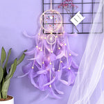 Wall Dreamcatcher  Led Handmade Feather Dream Catcher Braided Wind Chimes Art For room decoration Hanging home decor Decoration