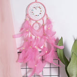 Wall Dreamcatcher  Led Handmade Feather Dream Catcher Braided Wind Chimes Art For room decoration Hanging home decor Decoration