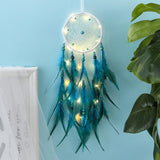 Wall Dreamcatcher  Led Handmade Feather Dream Catcher Braided Wind Chimes Art For room decoration Hanging home decor Decoration