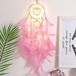 Wall Dreamcatcher  Led Handmade Feather Dream Catcher Braided Wind Chimes Art For room decoration Hanging home decor Decoration