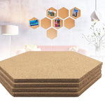 4pcs Multifunction Cork Board Self-Adhesive Office Home Wood  Photo Background Hexagon Stickers Wall Message Drawing Bulletin