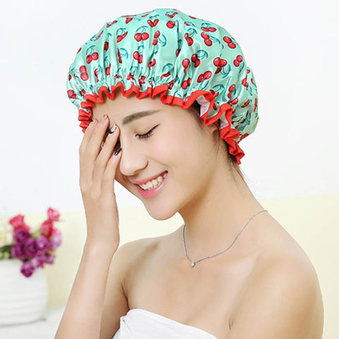 Thick 1Pcs Waterproof Bath Hat Double Layer Shower Hair Cover Women Supplies Shower Caps Bathroom Accessories