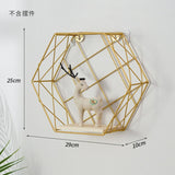 Nordic Iron Hexagonal Grid Wall Storage rack Shelf Wall Hanging Geometric Figure Wall Decoration Living Room decorative shelf