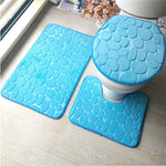 3Pcs/set Bathroom Mat Set Flannel Anti-Slip Kitchen Bath Mat Carpet Bathroom Toliet Rug Washable Tapete Banheiro