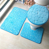 3Pcs/set Bathroom Mat Set Flannel Anti-Slip Kitchen Bath Mat Carpet Bathroom Toliet Rug Washable Tapete Banheiro