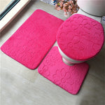 3Pcs/set Bathroom Mat Set Flannel Anti-Slip Kitchen Bath Mat Carpet Bathroom Toliet Rug Washable Tapete Banheiro