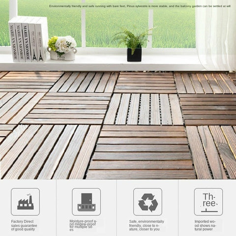 290x290x20mm Solid Wood Floor Balcony Garden Outdoor Courtyard Terrace Mosaic Carbonized Anti-Corrosion Floor