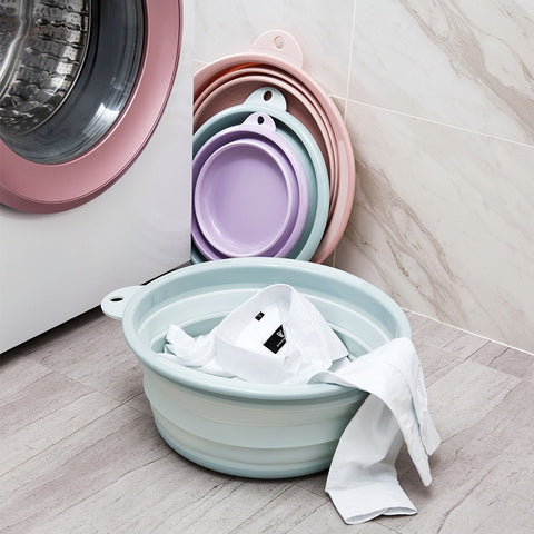 Travel Folding Wash Basin Bucket Container Portable Fruit Basin Collapsible Silicone Washtub Baby Washbasin Bathroom Accessories